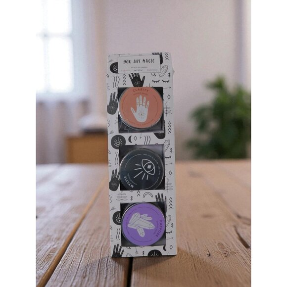 You Are Magic Scented Candle Set 3 Tin Clarity Mystic Purpose Crystals Gift Deco - Picture 2 of 9
